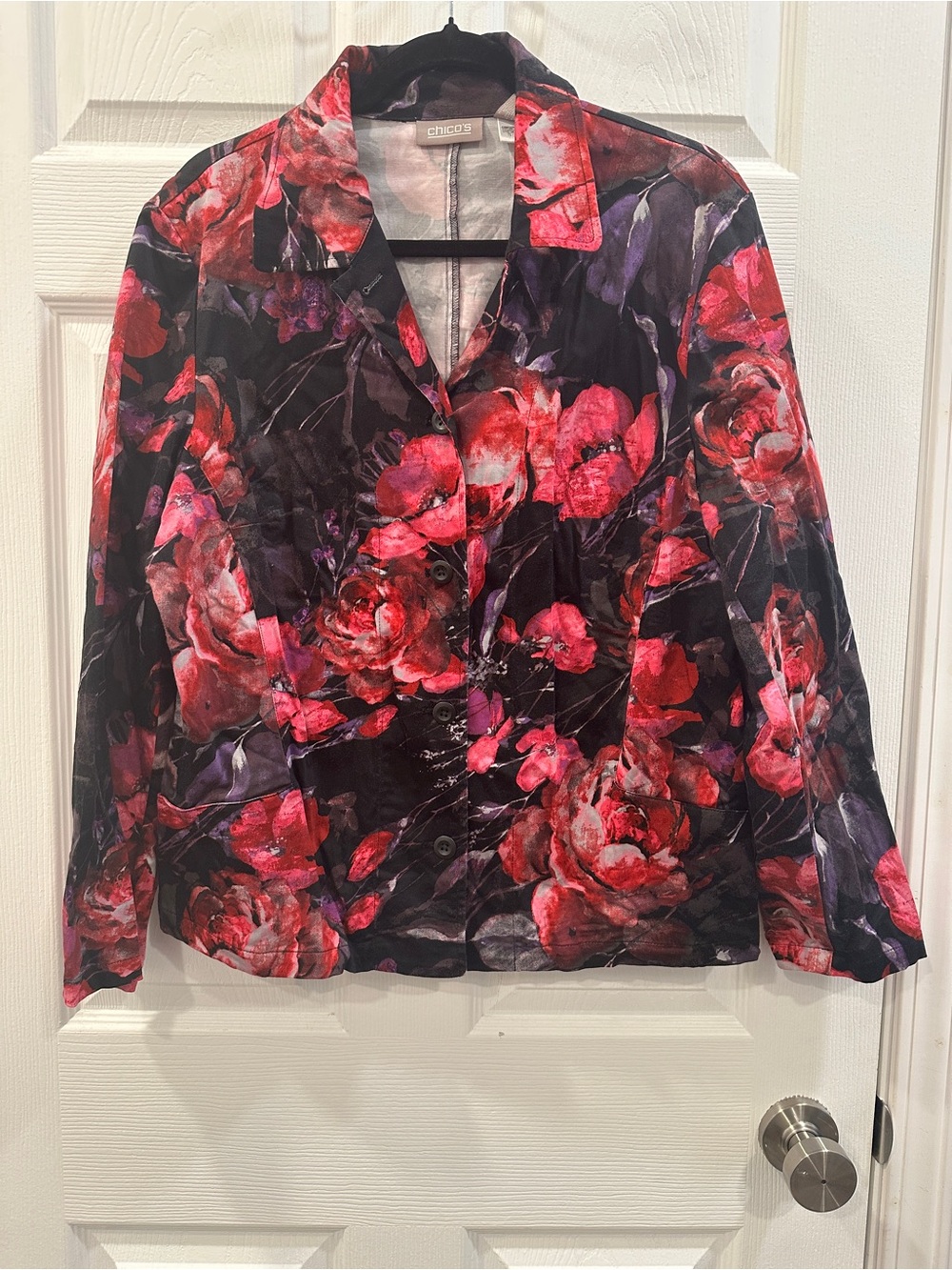 Chicos floral long sleeve blazer size 3/XL EUC